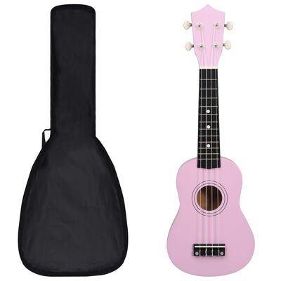 vidaXL Sopránové ukulele s taškou pre deti ružové 21"