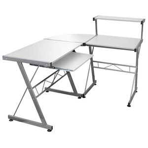 vidaXL Rohov&yacute; poč&iacute;tačov&yacute; st&ocirc;l biely 132x112x99 cm spracovan&eacute; drevo