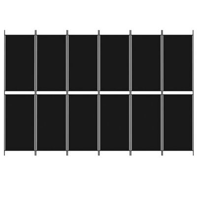 vidaXL 6-panelový paraván čierny 300x200 cm látkový