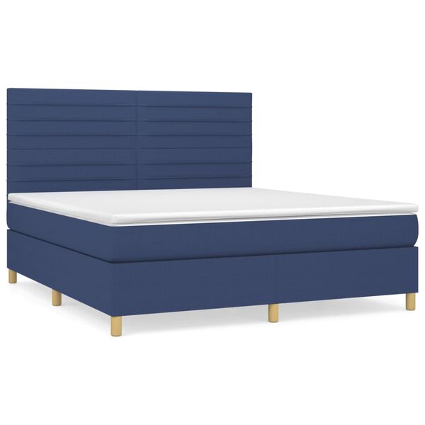 vidaXL Posteľn&yacute; r&aacute;m boxspring s matracom modr&yacute; 180x200 cm l&aacute;tka