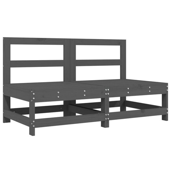 vidaXL Záhradné stredové pohovky 2 ks sivé masívna borovica