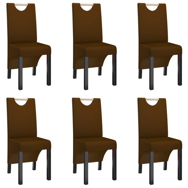 vidaXL Jed&aacute;lensk&eacute; stoličky 6 ks hned&eacute; umel&aacute; koža