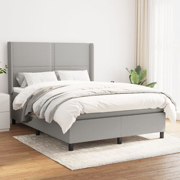 vidaXL Boxspring posteľ s matracom bledosiv&aacute; 140x200 cm l&aacute;tka