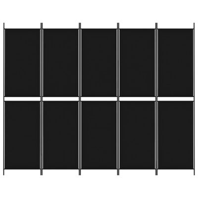 vidaXL 5-panelový paraván čierny 250x200 cm látkový