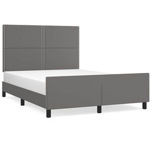 vidaXL Posteľn&yacute; r&aacute;m s čelom siv&yacute; 140x190 cm umel&aacute; koža