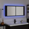 vidaXL Zrkadlov&yacute; kabinet s LED s poličkou Čierny dub 100 x 12 x 45 cm