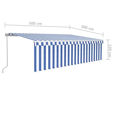 vidaXL Ručne zaťahovacia markíza s tienidlom 5x3 m modro-biela