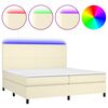 vidaXL Boxspring posteľ s matracom a LED kr&eacute;mov&aacute; 200x200 cm umel&aacute; koža