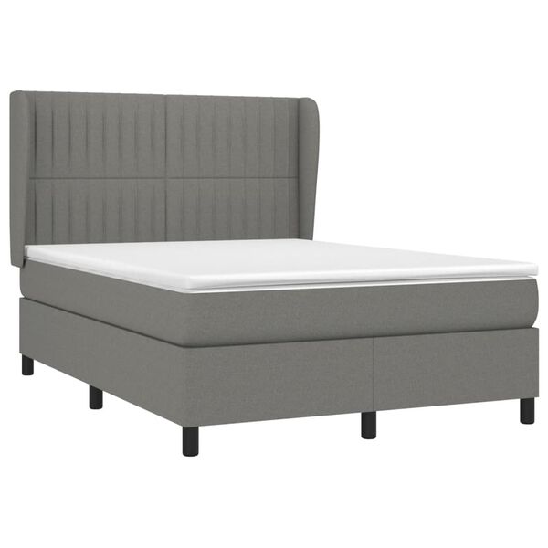 vidaXL Boxspring posteľ s matracom tmavosiv&aacute; 140x190 cm l&aacute;tka