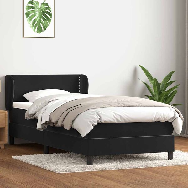 vidaXL Posteľn&yacute; r&aacute;m boxspring s matracom čierny 90x210 cm zamat