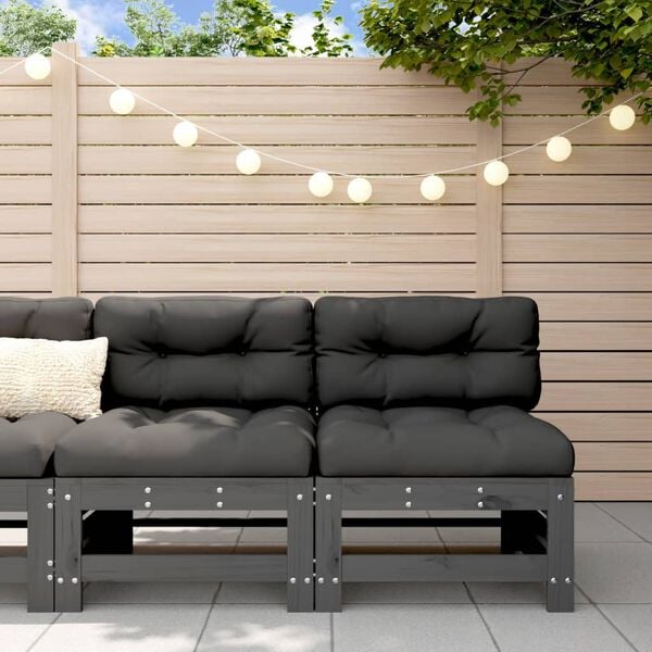 vidaXL Záhradné stredové pohovky 2 ks sivé masívna borovica