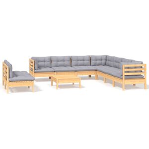 vidaXL 10-dielna z&aacute;hradn&aacute; s&uacute;prava so siv&yacute;mi vank&uacute;&scaron;mi borovicov&yacute; mas&iacute;v