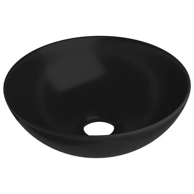 vidaXL Umývadlo do kúpeľne, keramika, matné čierne, okrúhle