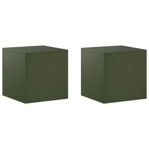 vidaXL Stojan na rastliny 2 pcs Olivovo zelen&aacute; 40 x 40 x 40 cm Oceľ