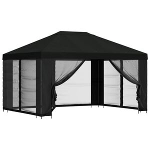 vidaXL Alt&aacute;nok so stenami 4 &times; 3 m Čierna Polyester a oceľ 190 gsm