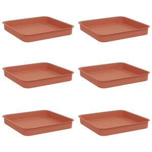 vidaXL &Scaron;tvorcov&yacute; kvetinov&yacute; podnos 6 ks Tehlovo červen&aacute; 15 x 15 x 2 cm