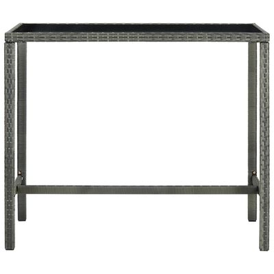 vidaXL Záhradný barový stôl sivý 130x60x110 cm polyratan a sklo