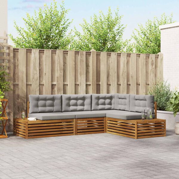 vidaXL Z&aacute;hradn&aacute; s&uacute;prava gaučov s vank&uacute;&scaron;om 4 Kus Pr&iacute;rodn&aacute; a svetlosiv&aacute;