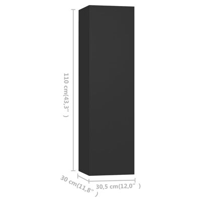 vidaXL TV skrinky 4 ks čierne 30,5x30x110 cm drevotrieska