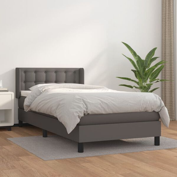 vidaXL Boxspring posteľ s matracom sivá 100x200 cm umelá koža