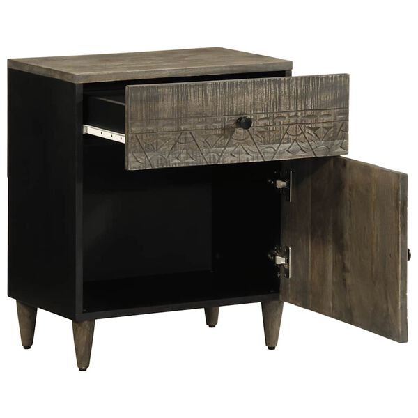 vidaXL Nočn&aacute; skrinka Svetlosiv&aacute; 50x33x60 cm Mas&iacute;vne drevo Mango