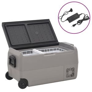 vidaXL Chladiaci box s kolieskom a adapt&eacute;rom čierno-siv&yacute; 36 l PP a PE