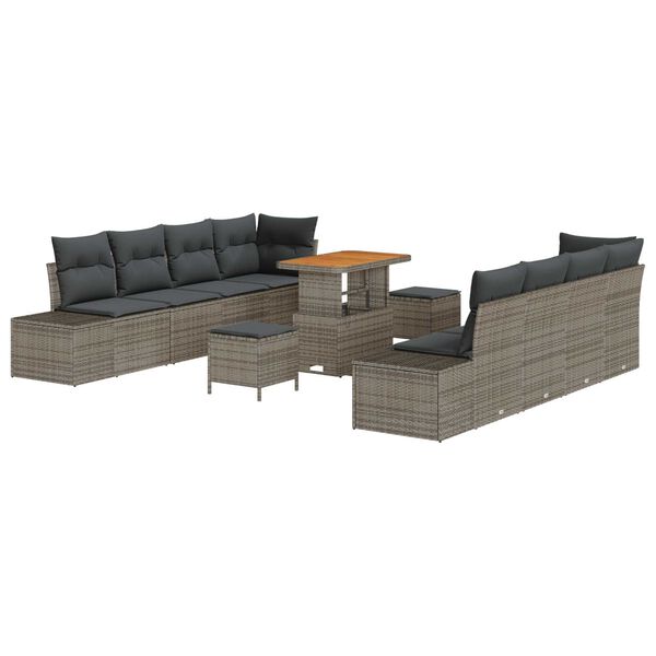 vidaXL S&uacute;prava z&aacute;hradn&yacute;ch pohoviek 11 pcs Svetlo &scaron;ed&aacute; a tmavo &scaron;ed&aacute;