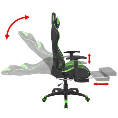 vidaXL Polohovacie kancelárske herné kreslo s podnožkou, zelené