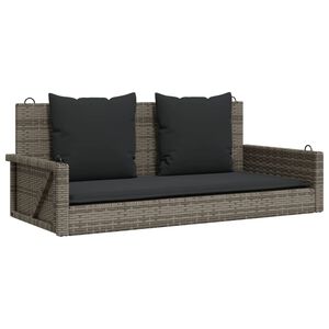 vidaXL Hojdacia lavica s vank&uacute;&scaron;mi siv&aacute; 119x56x48 cm polyratan