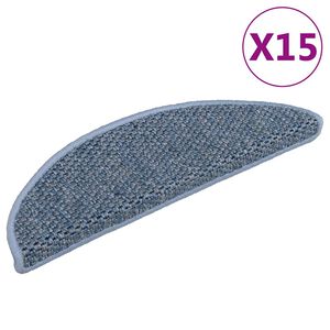 vidaXL Samolepiace n&aacute;&scaron;ľapy na schody vzhľad sisalu 15 ks 56x17x3 modr&eacute;