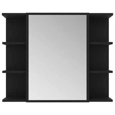 vidaXL Skrinka so zrkadlom, čierna 80x20,5x64 cm, drevotrieska