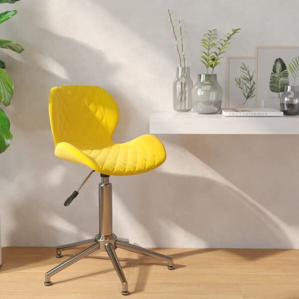 vidaXL Otočn&aacute; jed&aacute;lensk&aacute; stolička horčicovo-žlt&aacute; zamatov&aacute;