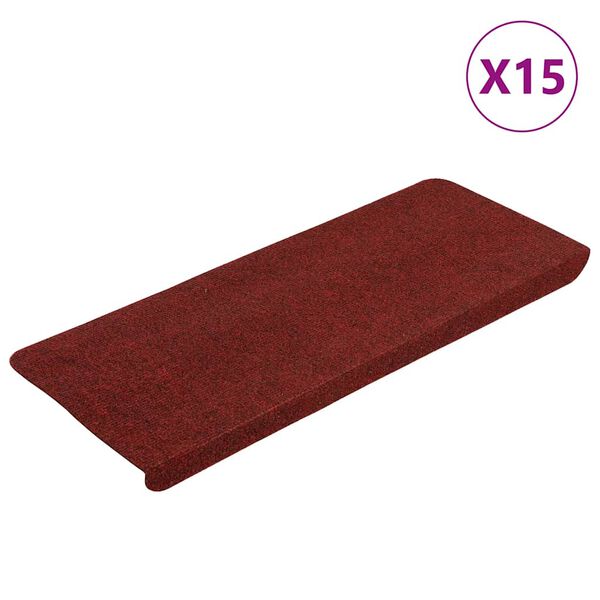 vidaXL Samolepiace n&aacute;&scaron;ľapy na schody 15 ks 65x24,5x3,5 cm červen&eacute;