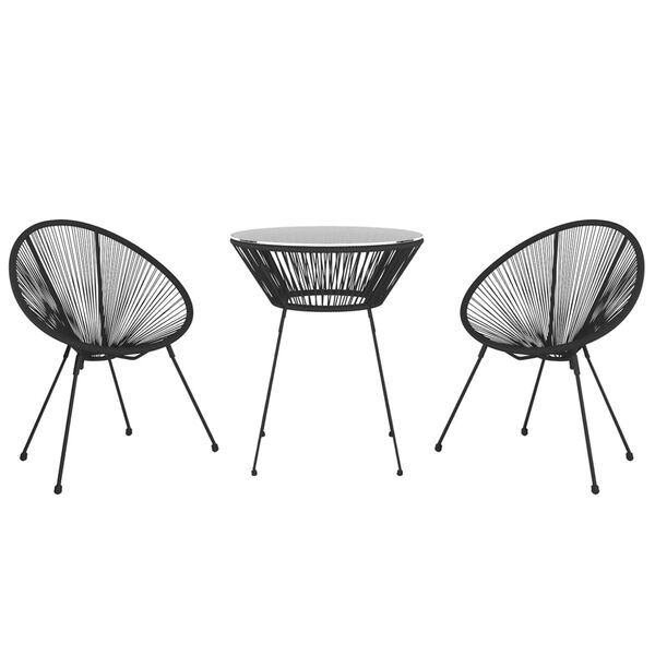 vidaXL 3-dielna záhradná jedálenská súprava čierna