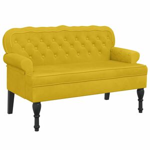 vidaXL Lavička s operadlom žlt&aacute; 119,5x64,5x75 cm zamat