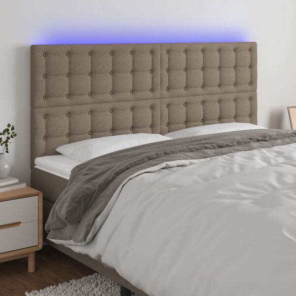 vidaXL Čelo postele s LED sivohned&eacute; 200x5x118/128 cm l&aacute;tka