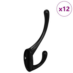 vidaXL Ve&scaron;iak na oblečenie 12 ks Čierna 102 x 29 x 47mm Zliatina zinku