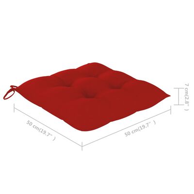 vidaXL Záhradné stoličky 8 ks s červenými podložkami tíkový masív