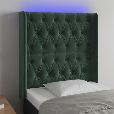 vidaXL Čelo postele s LED tmavozelené 83x16x118/128 cm zamat