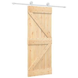 vidaXL Posuvn&eacute; dvere 80 x 210 cm Borovicov&yacute; mas&iacute;v Pr&iacute;rodn&aacute; a biela