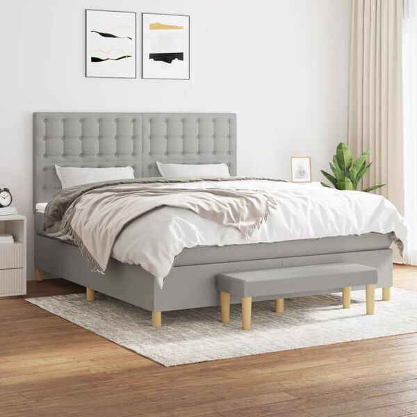vidaXL Boxspring posteľ s matracom svetlosiv&aacute; 100x200 cm l&aacute;tka