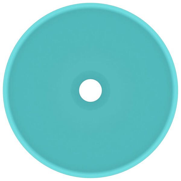 vidaXL Luxusn&eacute; um&yacute;vadlo, okr&uacute;hle,matn&eacute; svetlozelen&eacute; 32,5x14cm,keramika