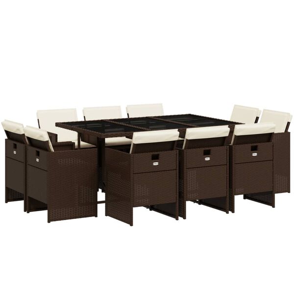 vidaXL 11-dielna z&aacute;hradn&aacute; sedacia s&uacute;prava a vank&uacute;&scaron;e hned&aacute; polyratan