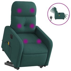 vidaXL Zdv&iacute;hacie skl&aacute;pacie elektrick&eacute; mas&aacute;žne kreslo tmavozelen&eacute; l&aacute;tka