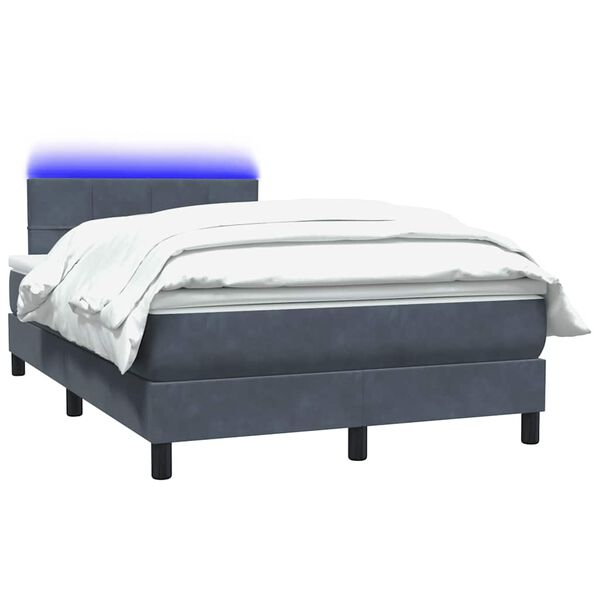 vidaXL Posteľn&yacute; r&aacute;m boxspring s matracom a LED tmavosiv&yacute; 120x220 cm zamat
