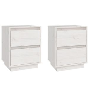 vidaXL Nočn&eacute; stol&iacute;ky 2 ks biele 40x35x50 cm mas&iacute;vne borovicov&eacute; drevo