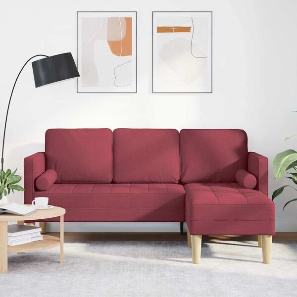 vidaXL Sada pohoviek s vank&uacute;&scaron;om V&iacute;no červen&eacute; Polyester