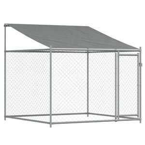 vidaXL Klietka pre psa so strechou a dverami siv&aacute; 2x2x2 m pozink. oceľ