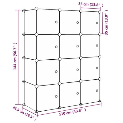 vidaXL Úložná skrinka v tvare kociek pre deti s 12 kockami ružová PP