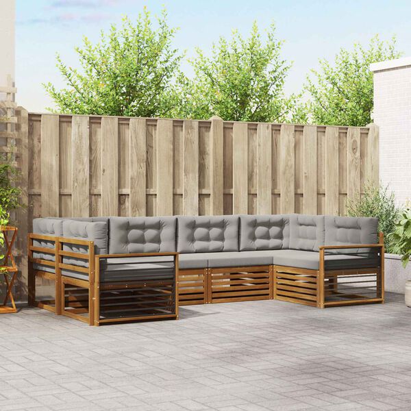 vidaXL Z&aacute;hradn&aacute; s&uacute;prava gaučov s vank&uacute;&scaron;om 6 pcs Pr&iacute;rodn&aacute; a svetlosiv&aacute;